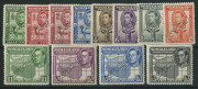 SOMALILAND : 1938 (SG.93-104) &frac12;a - 5r King George VI pictorials set complete, perforated SPECIMEN, (12); lightly mounted with o.g. Cat.&pound;350. - 2