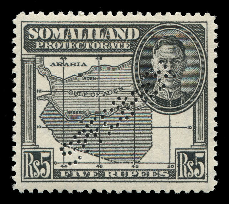 SOMALILAND : 1942 (SG.105-116s) ½a - 5r King George VI pictorials set complete, perforated SPECIMEN, (12); lightly mounted with o.g. Cat.£325.