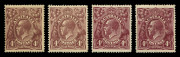 KGV Heads - Single Watermark : 1920-21 FOUR PENCE COLOUR TRIALS: 1920 (Dec. 31) 4d Comb Perf.14 colour trials or Plate Proofs in brown-purple shades on thick ungummed unwatermarked paper, each with an identifying letter in red ink on the reverse, comprisi