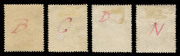 KGV Heads - Single Watermark : 1920-21 FOUR PENCE COLOUR TRIALS: 1920 (Dec. 31) 4d Comb Perf.14 colour trials or Plate Proofs in brown-purple shades on thick ungummed unwatermarked paper, each with an identifying letter in red ink on the reverse, comprisi - 2