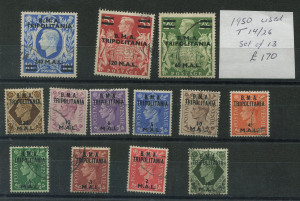 REST OF THE WORLD - General & Miscellaneous Lots : BRITISH COMMONWEALTH: Selected used sets comprising ADEN 1939-48 KGVI ½a to 10r with specialist-listed shades of each value, also 1951 Surcharges to 10/- on 10r with several shades incl. 2/- on 2r & 5/- on 5r; BERMUDA 1948 Silver Wedding set; BMA TRIPOLITANIA 1950 1l on ½d to 240l on 10/- set; generally fine, Cat.£350+. (49)