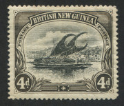 PAPUA : 1901-05 (SG.5a) BNG Wmk Horizontal, 4d black & sepia variety "Deformed 'd' at left" [pos.18], shallow central thin, part gum, Cat. &pound;750.