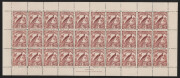 NEW GUINEA : 1932 (SG.186) 2/- dull lake Undated Bird, complete sheet with Ash Imprint and full margins, (30). Cat.&pound;195+.