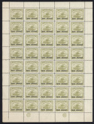 PAPUA : 1917 (SG.109) ONE PENNY on 4d olive-green, two complete sheets of 40, both with JBC and CA Monograms. (80); MUH. Cat.&pound;180++. - 2