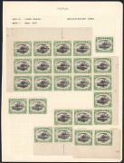 PAPUA : 1907-10 (between SG.47 and 60) Large & Small 'PAPUA' mint multiples comprising Large 'PAPUA' (SG.47) partially reconstructed sheet [25 of 30 positions], Small 'PAPUA' Wmk Upright (inverted) P.11 4d (SG.52) corner block of 4 the lower-right unit wi - 2