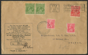 Aerophilately & Flight Covers : 11-12 May 1934 (AAMC.379) Australia - New Zealand Goodwill Flight cover #211, carried by the "Faith in Australia" and signed by the pilot, Charles Ulm. Cat.$250.