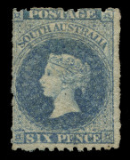 SOUTH AUSTRALIA : 1867-70 (SG.57) 6d Prussian blue, large-part og, expertising handstamp on reverse, Cat. £1000.