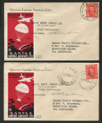 Aerophilately & Flight Covers : 18 & 23 Dec.1942 (AAMC.950 & 951) Sydney - Mornington Island and Brisbane - Mornington Island Qantas Christmas mail covers, flown and signed by Captain W.H. Crowther and dropped by parachute over the island; both with speci