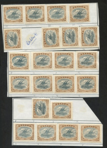 PAPUA : 1916-31 (SG.100) Bicolours 5d bluish slate & pale brown Lakatoi, 22 different plate positions (as per annotatons), some shade variations, fine mint. (22)