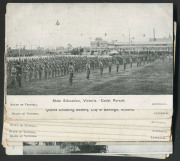 AUSTRALIAN PICTURE POSTCARDS - Victoria : VICTORIA WELCOMES/THE AMERICAN FLEET': 1908 complete set of 12 cards, few blemishes ("Clerk's Home", corner fault), generally good to fine. (12)