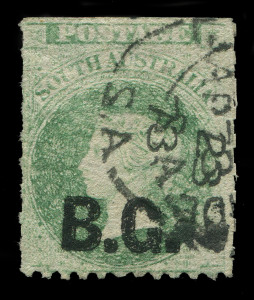 Officials (South Australia) : BOTANIC GARDEN: "B.G." overprint in black on 1d green, perf.11½ x rouletted, FU with ADELAIDE 1873 cds. Fine.