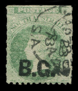 Officials (South Australia) : BOTANIC GARDEN: "B.G." overprint in black on 1d green, perf.11½ x rouletted, FU with ADELAIDE 1873 cds. Fine. 