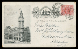 VICTORIA - Postal Stationery : POSTAL CARDS - GREAT WHITE FLEET: 1908 (Stieg #P34) 1½d brown-red 1908 (May 7) inter-state use from Brunswick, Melbourne to Alberton (SA); fine condition.