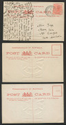 AUSTRALIAN PICTURE POSTCARDS : POSTAL CARDS - GREAT WHITE FLEET: 'VISIT OF THE UNITED STATES FLEET' unstamped formular Postal Cards inscribed at base 'TO/SYDNEY' (unused) or 'TO/MELBOURNE' (2, unused & used 1909 Brunswick to SA); fine condition. (3) Offi - 2