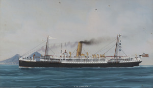 ARTIST UNKNOWN (Australian school), R.M.S. Orontes, watercolour, titled lower centre, 35 x 61cm