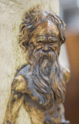 WILLIAM RICKETTS pottery tree stump sculpture with Aboriginal spirit figures and standing tribal elder, circa 1940, incised "William Ricketts", 94cm high, 47cm wide - 7