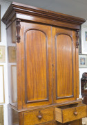 A Colonial Australian cedar gentleman's wardrobe, four drawer base with hanging top, 19th century, 235cm high. 131cm wide, 63cm deep - 2