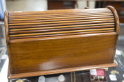 ANDREW LENEHAN (attributed) rare writing box with tambour top, Australian cedar, Sydney, circa 1850, makers stamp inside (illegible), 23cm high, 42.5cm wide, 41cm deep. - 6