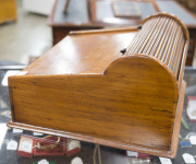 ANDREW LENEHAN (attributed) rare writing box with tambour top, Australian cedar, Sydney, circa 1850, makers stamp inside (illegible), 23cm high, 42.5cm wide, 41cm deep. - 7