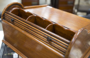 ANDREW LENEHAN (attributed) rare writing box with tambour top, Australian cedar, Sydney, circa 1850, makers stamp inside (illegible), 23cm high, 42.5cm wide, 41cm deep. - 10