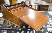 ANDREW LENEHAN (attributed) rare writing box with tambour top, Australian cedar, Sydney, circa 1850, makers stamp inside (illegible), 23cm high, 42.5cm wide, 41cm deep. - 11