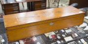 A Colonial violin case, kauri pine inlaid with cedar, myrtle and huon pine, Tasmanian origin, 19th century, attractively fitted interior with original velvet lining, ​15cm high, 79cm wide, 24cm deep - 3