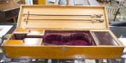 A Colonial violin case, kauri pine inlaid with cedar, myrtle and huon pine, Tasmanian origin, 19th century, attractively fitted interior with original velvet lining, ​15cm high, 79cm wide, 24cm deep - 4