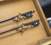 A Colonial violin case, kauri pine inlaid with cedar, myrtle and huon pine, Tasmanian origin, 19th century, attractively fitted interior with original velvet lining, ​15cm high, 79cm wide, 24cm deep - 7