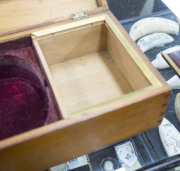 A Colonial violin case, kauri pine inlaid with cedar, myrtle and huon pine, Tasmanian origin, 19th century, attractively fitted interior with original velvet lining, ​15cm high, 79cm wide, 24cm deep - 11