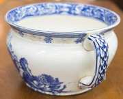 DOULTON BURSLEM "Waratah" blue and white porcelain chamber pot, 19th century, factory mark to base, ​15cm high, 28cm wide - 3