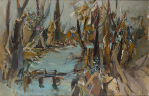 ULRICH STALPH (Germany, Australia, b.1945) Trees on a Riverbank, oil on composition board,