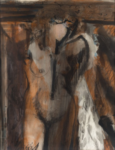BERNARD JOHN LAWSON (1909 - 1998) Leda, watercolour wash heightened with gouache on paper, signed, dated '71 and titled at upper left, 66 x 49cm.