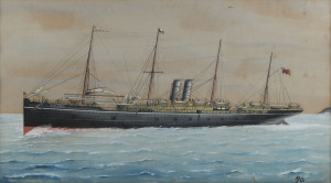N. DOYLE, (Australian, 19th century), The Britannia, watercolour, signed lower right "N.D." and "Doyle" in the flag, 27 x 48cm