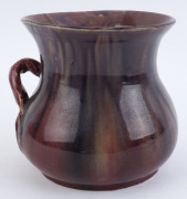 MARGARET KERR rare Australian pottery vase adorned with gumnuts and leaves, glazed in pink and green, incised "Margaret Kerr, Melbourne", ​an impressive 21.5cm high, 24cm wide - 4