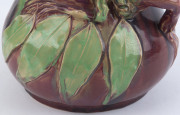 MARGARET KERR rare Australian pottery vase adorned with gumnuts and leaves, glazed in pink and green, incised "Margaret Kerr, Melbourne", ​an impressive 21.5cm high, 24cm wide - 13