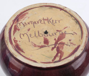 MARGARET KERR rare Australian pottery vase adorned with gumnuts and leaves, glazed in pink and green, incised "Margaret Kerr, Melbourne", ​an impressive 21.5cm high, 24cm wide - 16
