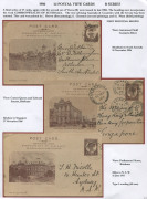 QUEENSLAND - Postal Stationery : POSTAL CARDS (VIEWS): (H&G #15 & 15a) 1908 Medallion Portrait 1d with amended to 'POST CARD' heading, postal usages of 1d Violet-Brown (3), comprising "Arrowroot Field, Coomera River" used 1906 Monkland to Alberton (SA), "