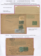 QUEENSLAND - Postal Stationery : WRAPPERS: (H&G #1, 4, 5 & 7) 1892-98 &frac12;d selection (7 unused, 23 used) incorporating three designs - Shaded Oval, Void Oval, & Void Oval with Four Corner Values - with varieties, different paper stocks, uprated usage, and - 2