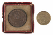 Medallions & Badges : AGRICULTURAL MEDAL: 1893 medal commemorating the Earl of Jersey's visit to the Armidale Show in NSW, copper alloy, diameter 25mm; also 1805-1905 Centenary Medal commemorating Nelson's triumph at Trafalgar containing copper from HMS V