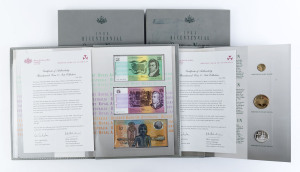 Decimal Banknotes : 1988 'Bicentennial Coin & Note Collection (2), each comprise $2, $5, & $10 (sterling silver) coins, $2 & $5 paper banknotes plus a $10 polymer note, the latter with serial nos 'AA 16 016851' & '855'; Unc. (2)