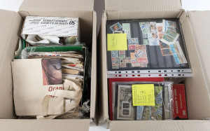 REST OF THE WORLD - General & Miscellaneous Lots : Balance of a collection with "schoolboy" collections, worldwide stamps on loose album pages, circuit books, mint British Commonwealth on Hagner, few Australia & GB stamp packs & decimal booklets plus a bundle of GB M/Ss (MUH); also large quantity of used Australia GB & Canada decimal era in packets or envelopes, plus some FDCs including GB pre-decimals, Stanley Gibbons Specialised stamp catalogues for 'Queen Victoria' (6th edn), and 'KEVII to KG