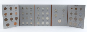 Coins - Australia : KEVII to QEII Halfpenny to Crown collection in Dansco album with KEVII 1/- & florin, KGV florins (3) including 1927 Canberra & 1934-35 Melbourne Centenary, KGVI 1951 Jubilee & 1954 Royal Visit florins & 1937 Crown; two decimal coins missing (1966 50c Round & 1982 50c Commwealth Games); silver coins are more-or-less tarnished, key Jubilee florin is fine. (50)