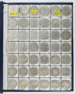 Silver : 1946-80s Mostly silver coin collection with Florins 1946 (5), 1947 (5), 1951 (4), 1952 (5), 1953 (2), 1954 (2) & 1954 Royal Visit (5), 1956, 1958, 1960 (5), 1961, 1962, 1963 (3) generally fair to F, 1966 50c Rounds (50) mostly VG/F, also New Zeal