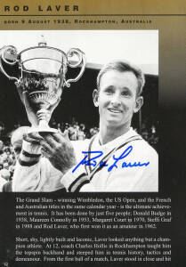 TENNIS AUTOGRAPHS: Collection beautifully presented on pages, most with associated pictures, noted Kim Clysters, Jim Courier, Jennifer Capriati, Margaret Court, Pat Cash, Roy Emerson, Tim Henman, Lindsay Davenport, Stefan Edberg, Neale Fraser, Rod Laver, 