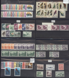 REST OF THE WORLD - General & Miscellaneous Lots : PACIFIC ISLANDS & AUSTRALIAN DEPENDENCIES: Ex-dealer's range on stockcards including Cocos (Keeling) Is. 1963 pictorials (2 sets), Birds (3 sets), Ships (24 sets); Nauru 1954 set, 1966 set, 1968 Republic Opts (11 sets); Norfolk Island 2/8 Local Gov't (4), 1d - 10/- Pictorials (4 sets), Ships (2 sets), Birds (1 set); Solomon Islands, Tokelau, Fiji, Samoa & Niue. Mainly MUH. (qty).