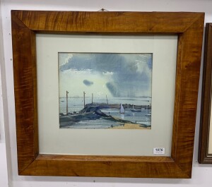 ARTIST UNKNOWN, quay scene, watercolour, Tasmanian blackwood frame, 27 x 31cm, frame 56 x 60cm overall