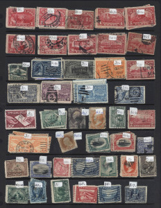 UNITED STATES OF AMERICA - Aerophilately & Flight Covers : 1860s-1980s ex-dealers stock in ring-binder, predomimantly modest used material with a few better items including 1869 6c Washington (straight edge at right) plus 1c Franklin used (thinned), 1898 4c Trans-Mississippi, 1901 Pan-Am Exhib. 4c &10c. 1912 Parcel Post to 75c, 1950-80s commemoratives */** with some multiples, few booklets; duplication throughout, ealier material mixed condition, improves thereafter. (2000 approx)
