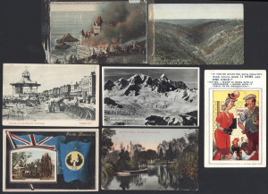 REST OF THE WORLD - Picture Postcards : World selection of 1900s-1980s ex-dealer's stock, typically priced between $5 and $15 (a few higher), about 25% Australian cards with South Australian well represented. Wide range of topics represented including humour, sentimental, topograhicals, town views & rural scenes, real-photo (several from New Zealand), etc; condition variable. (400 approx)