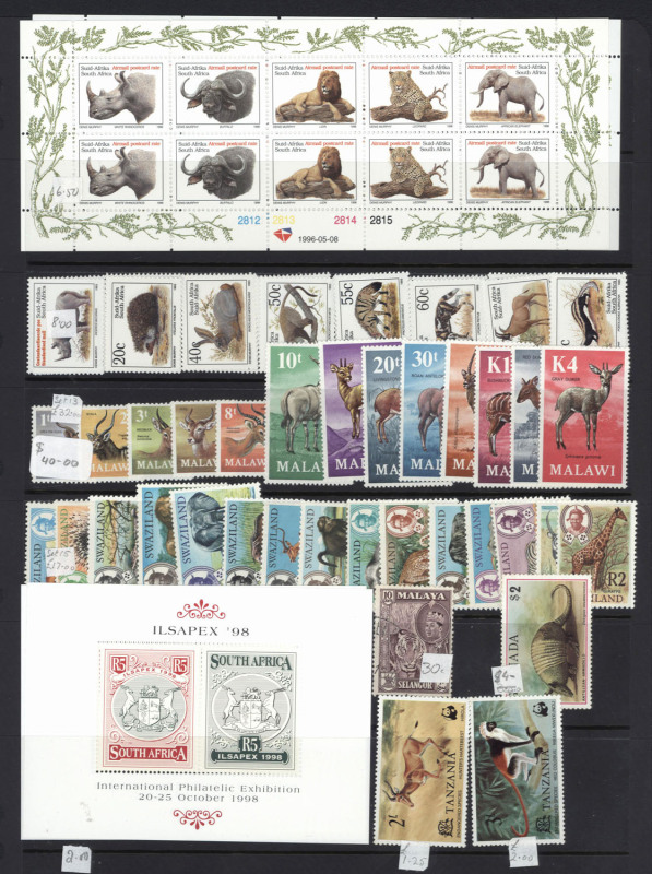 REST OF THE WORLD - Thematics : ANIMALS' (Domestic & Wild): ex-dealer's stock on Hagners in binder, predominantly 1960s-90s (few earlier oddments) with sets, part-sets, M/Ss and booklets; majority mint with good proportion MUH, many previously priced in