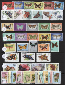 REST OF THE WORLD - Thematics : INSECTS' (& 'BUTTERFLIES') & LIGHTHOUSES: ex-dealer's stock on Hagners in binder, predominantly 1960s-90s (few earlier New Zealand 'Lighthouses'), with sets, part-sets & M/Ss; previously priced up to $20 at back of book; majority mint with good proportion MUH. Good range of countries represented; generally fine. (few 100s)